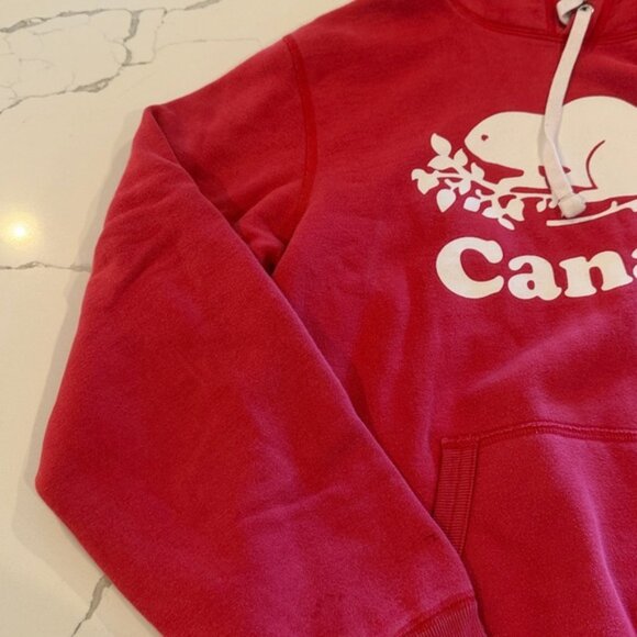 Roots Canada Red Hoodie with Beaver Logo - Picture 3 of 12